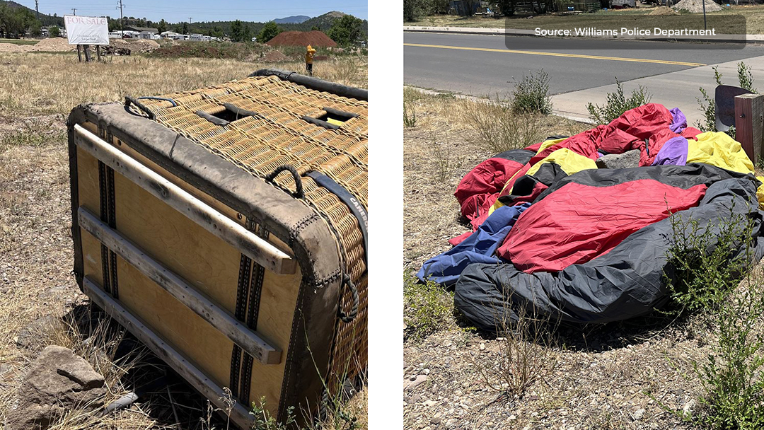 Hot Air Balloon Crash in Williams Injures Three and Causes Significant Property Damage